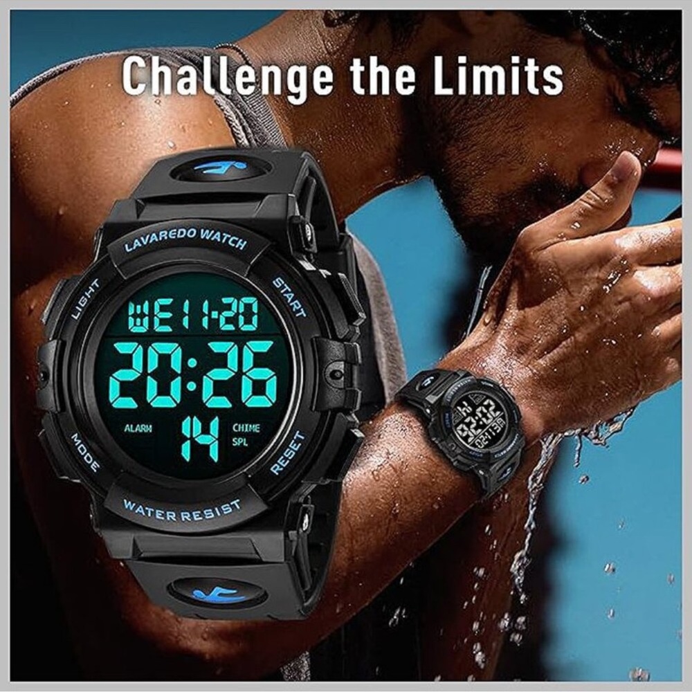 Mens Digital Watch Sports Military Watches Waterproof 08-Blue-B - Picture 2 of 8